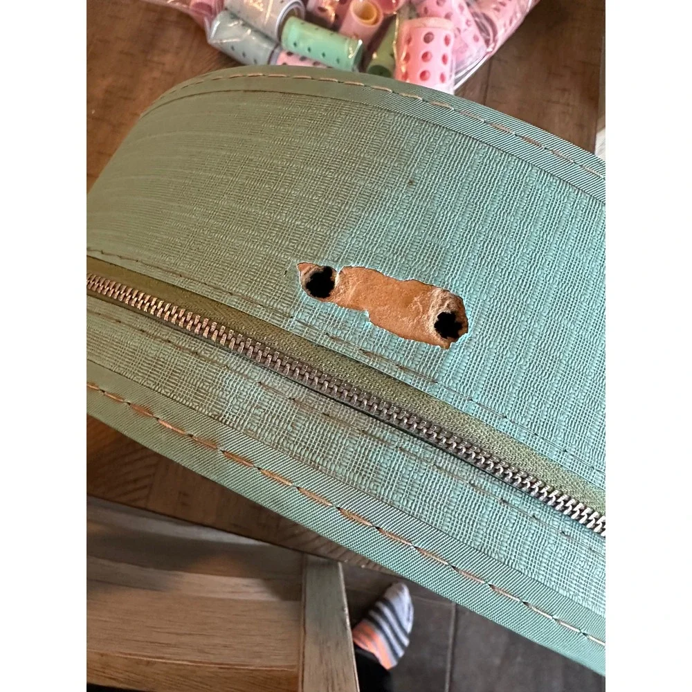 Vintage 1960 MidCentury HairRoller Set with Patch Travel Case Wire Brush Rollers
